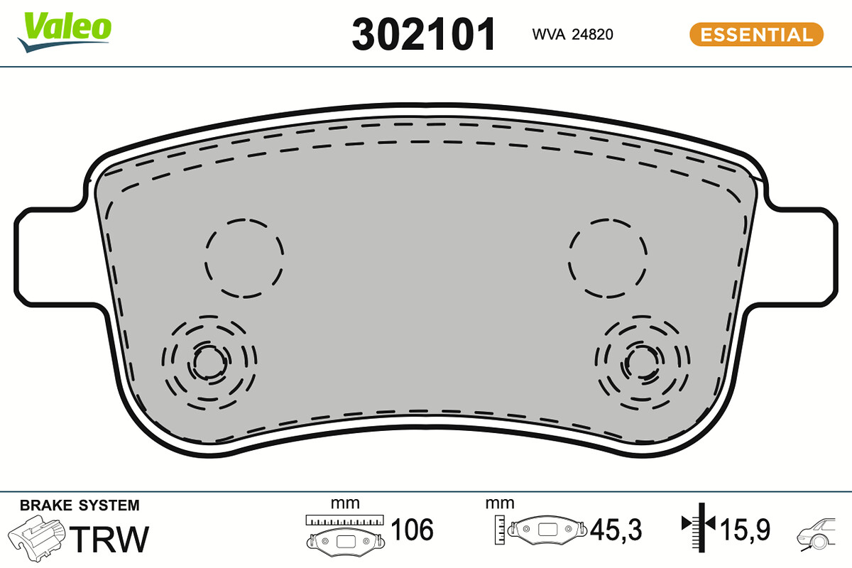 Jeu de 4 plaquettes de frein VALEO ref. 302101